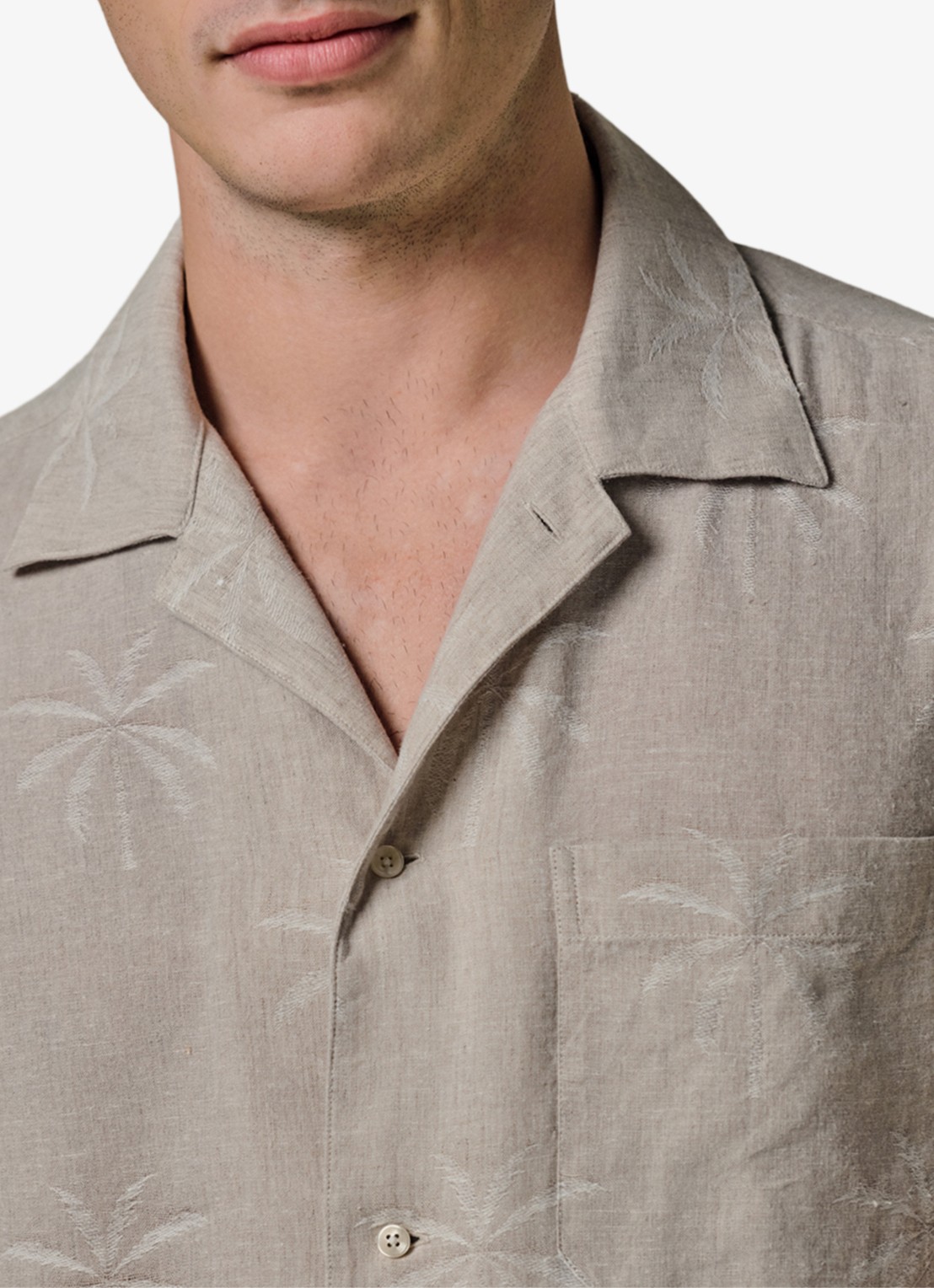Profuomo Relax fit shirt in linnen - voorkant 2 beige