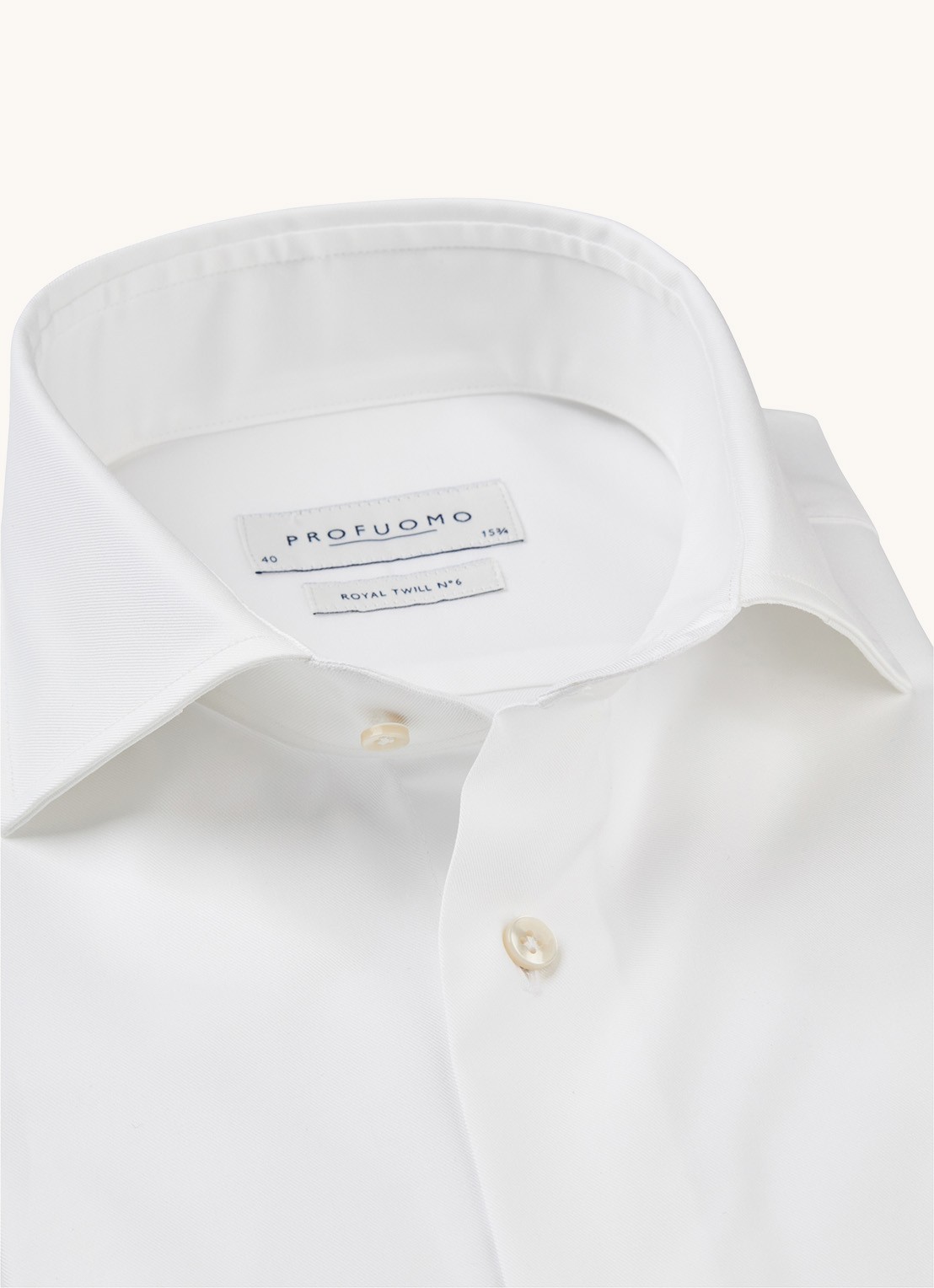 Profuomo Royal Twill No 6 slim fit overhemd met cut away kraag - detail 4 wit