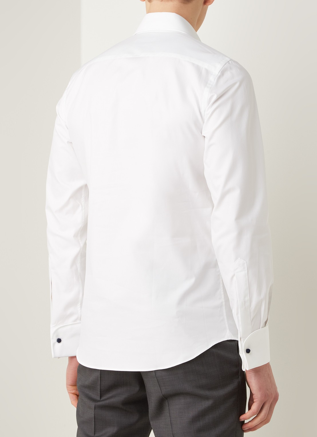 Profuomo Royal Twill No 7 slim fit overhemd met dubbele manchet - achterkant wit
