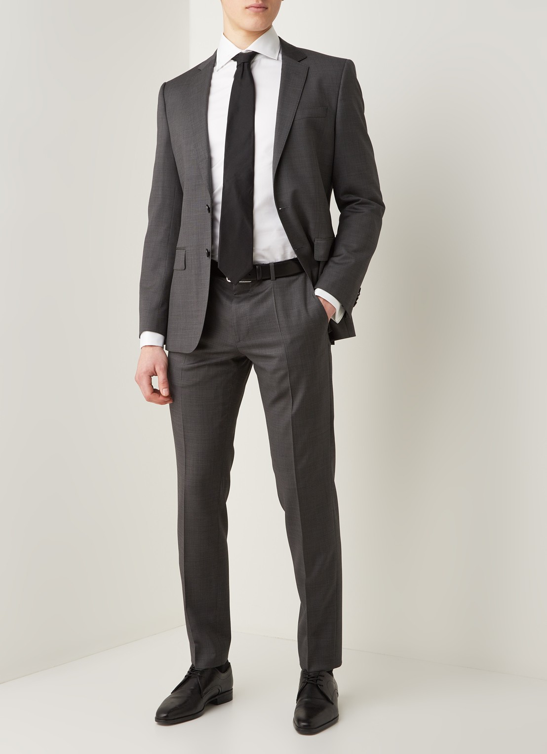 Profuomo Royal Twill No 7 slim fit overhemd met dubbele manchet - voorkant 5 wit