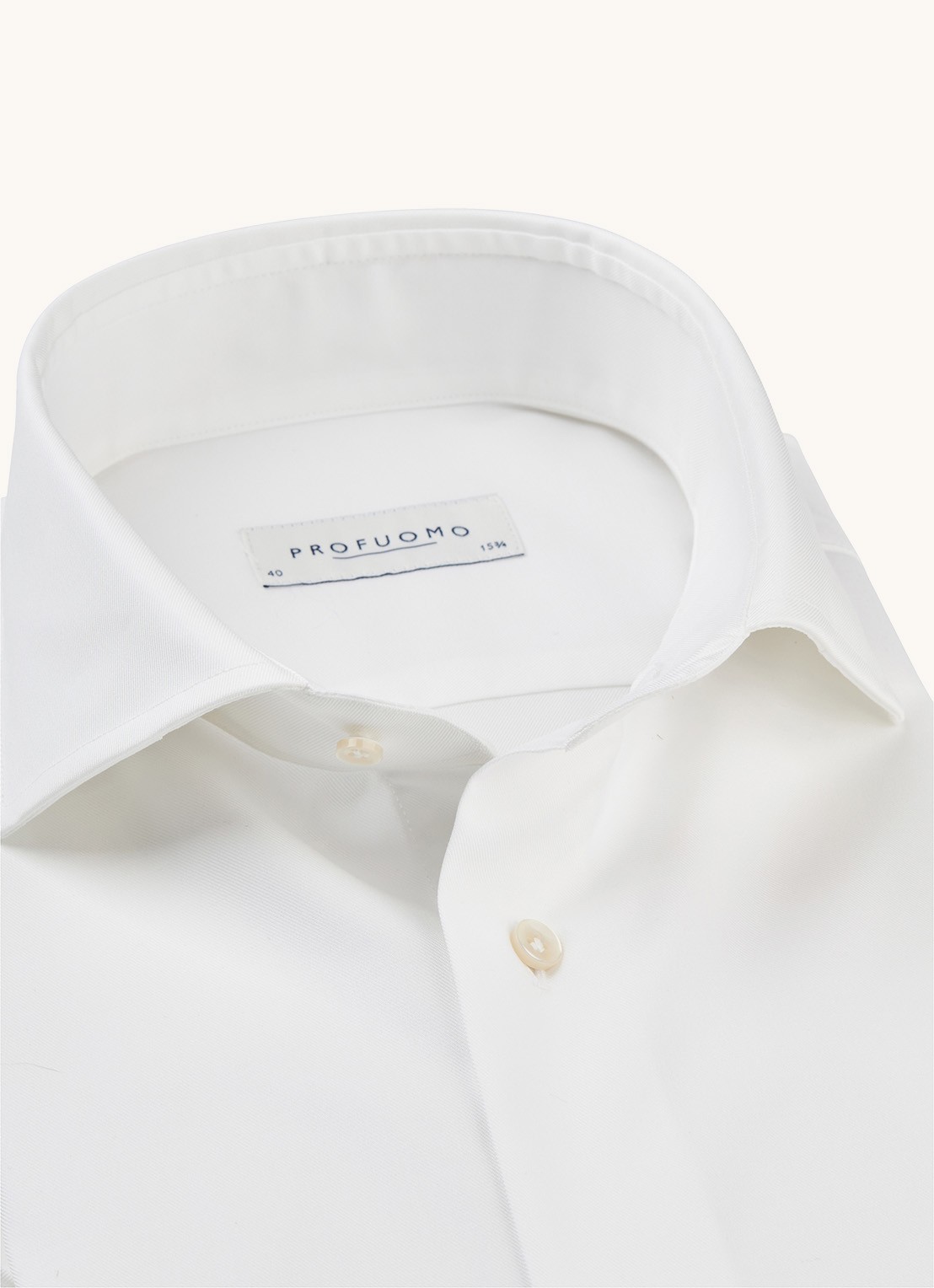 Profuomo Royal Twill No 7 slim fit overhemd met dubbele manchet - detail 4 wit