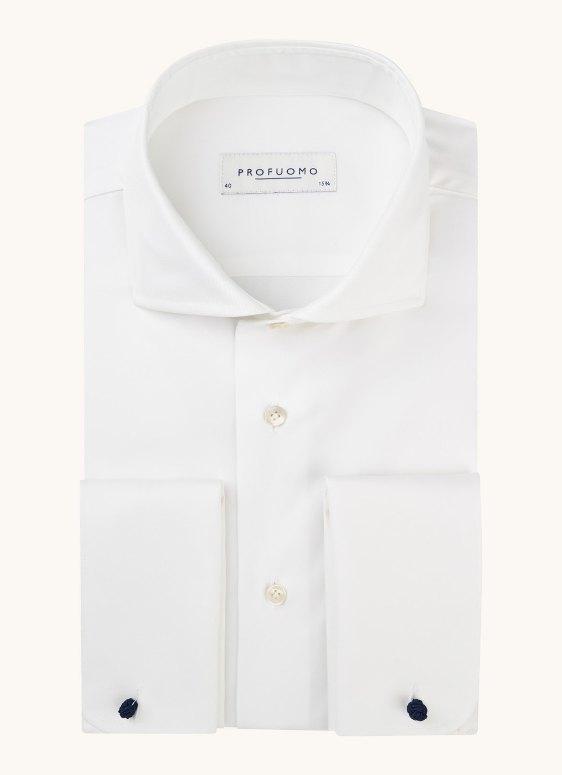 Profuomo Royal Twill No 7 slim fit overhemd met dubbele manchet - voorkant 6 wit