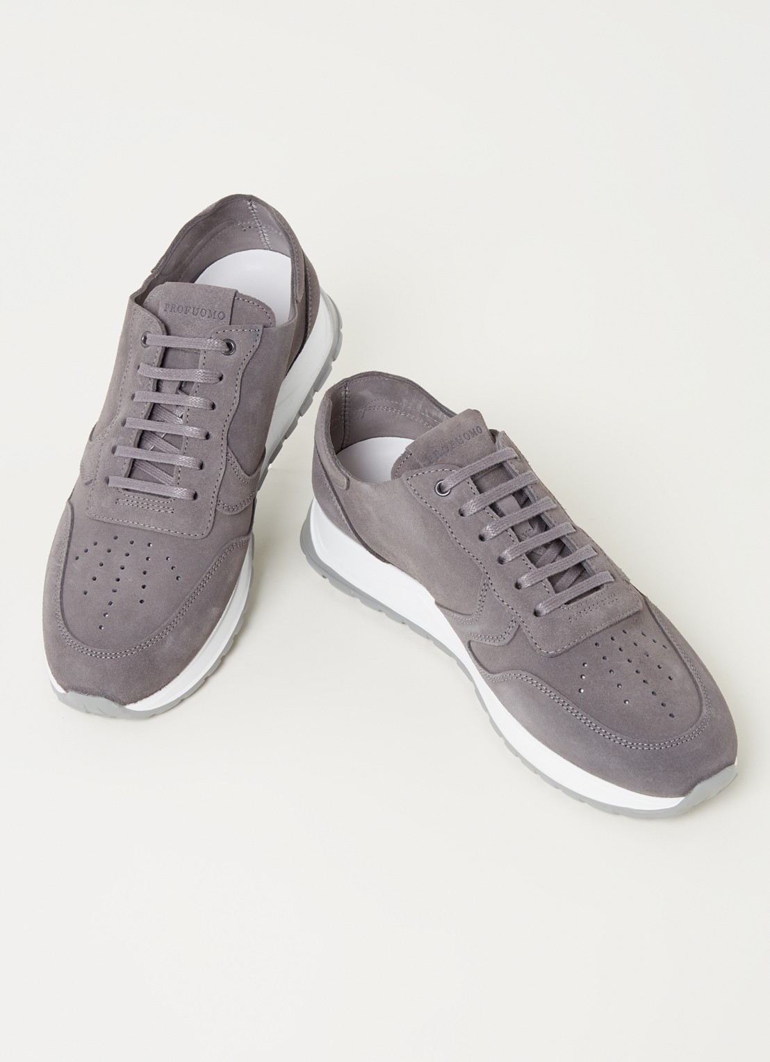 Profuomo Runner sneaker van suède - detail 2 donkergrijs