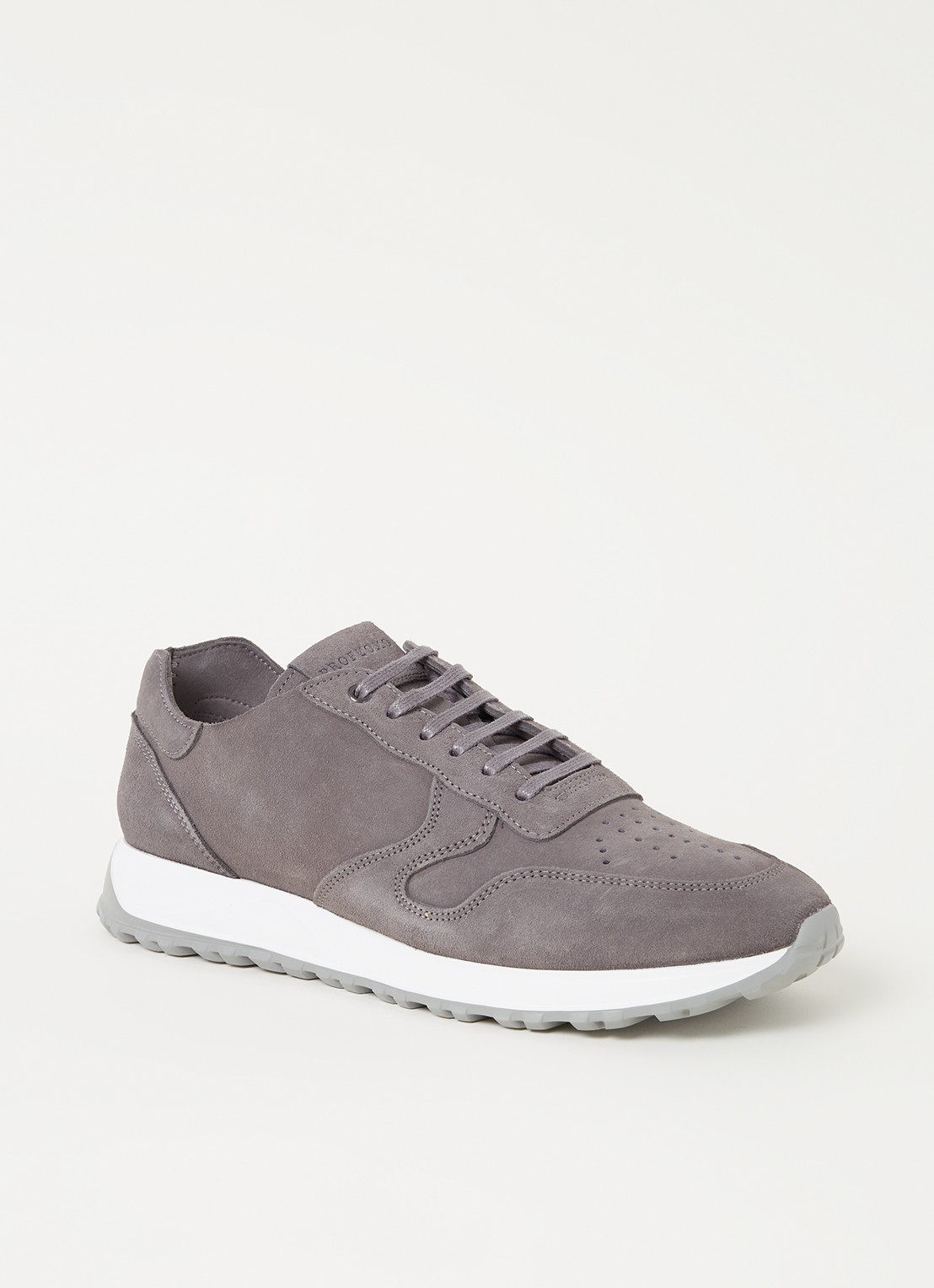Profuomo Runner sneaker van suède - voorkant 5 donkergrijs