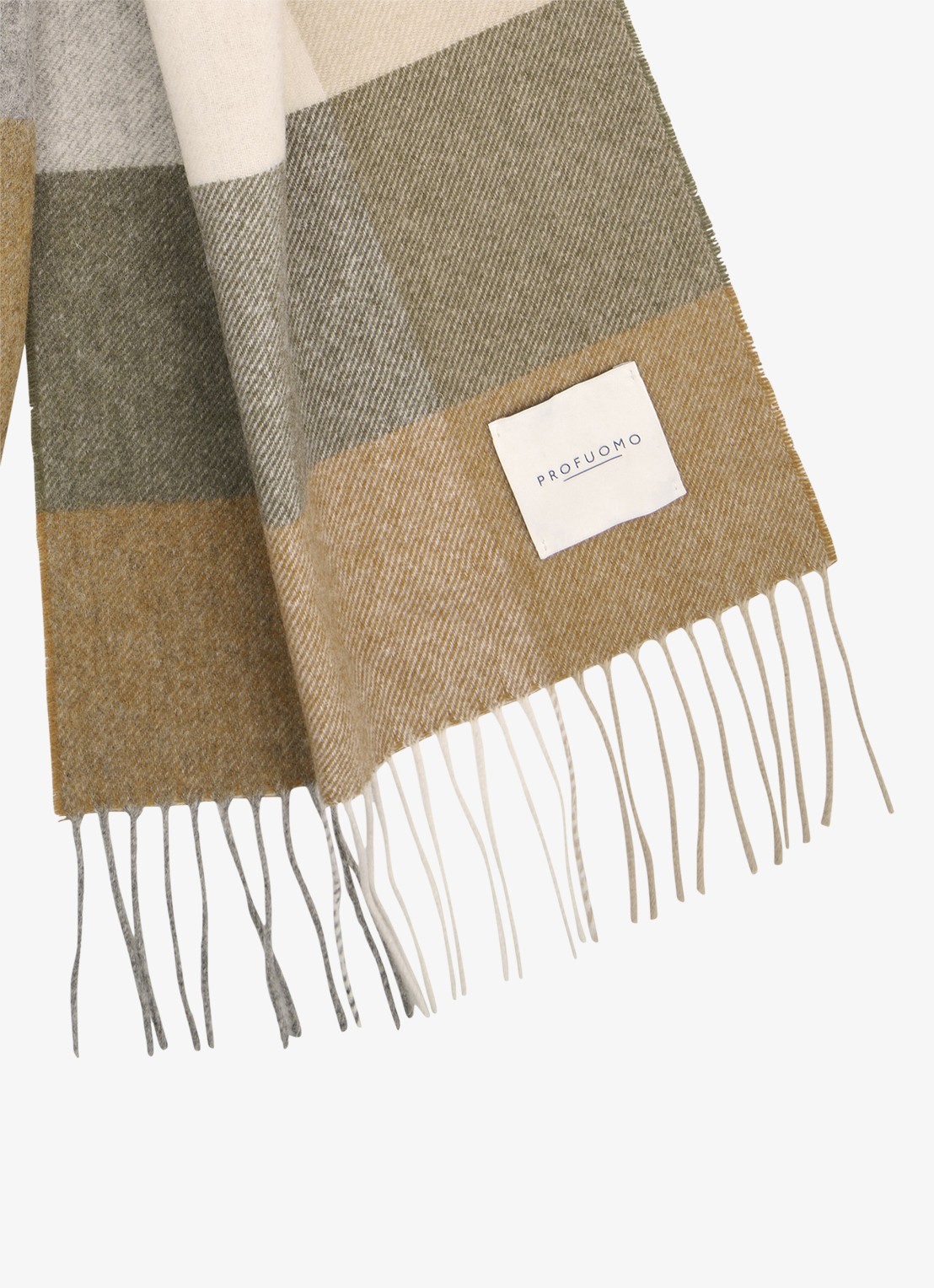 Profuomo Sjaal van lamswol met ruitdessin - detail camel