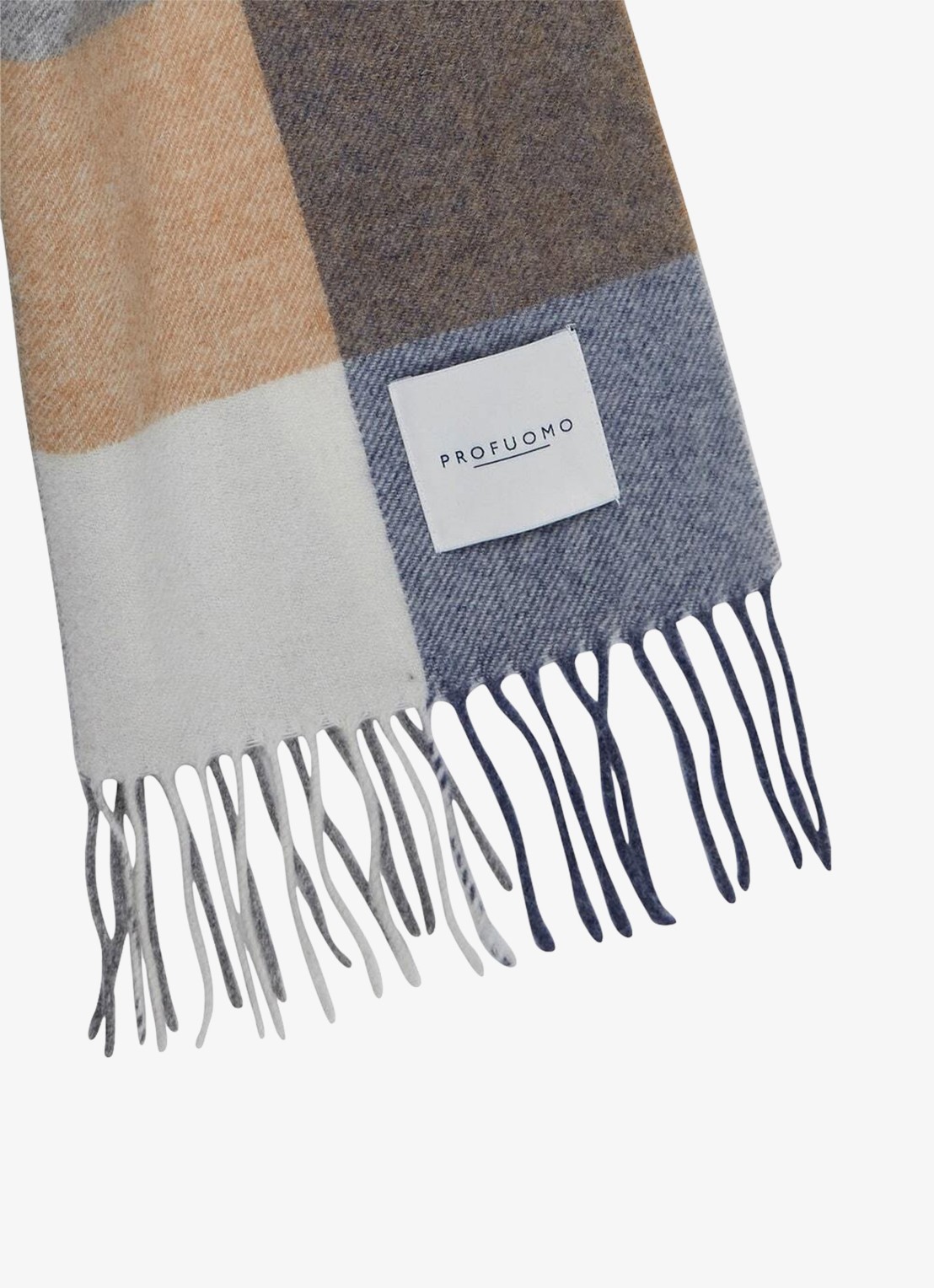 Profuomo Sjaal van lamswol met ruitdessin - detail 2 blauw