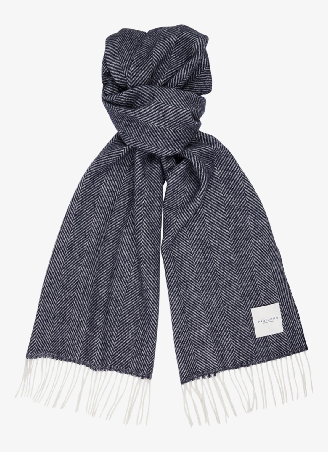 Profuomo Sjaal van lamswol - voorkant 2 donkerblauw
