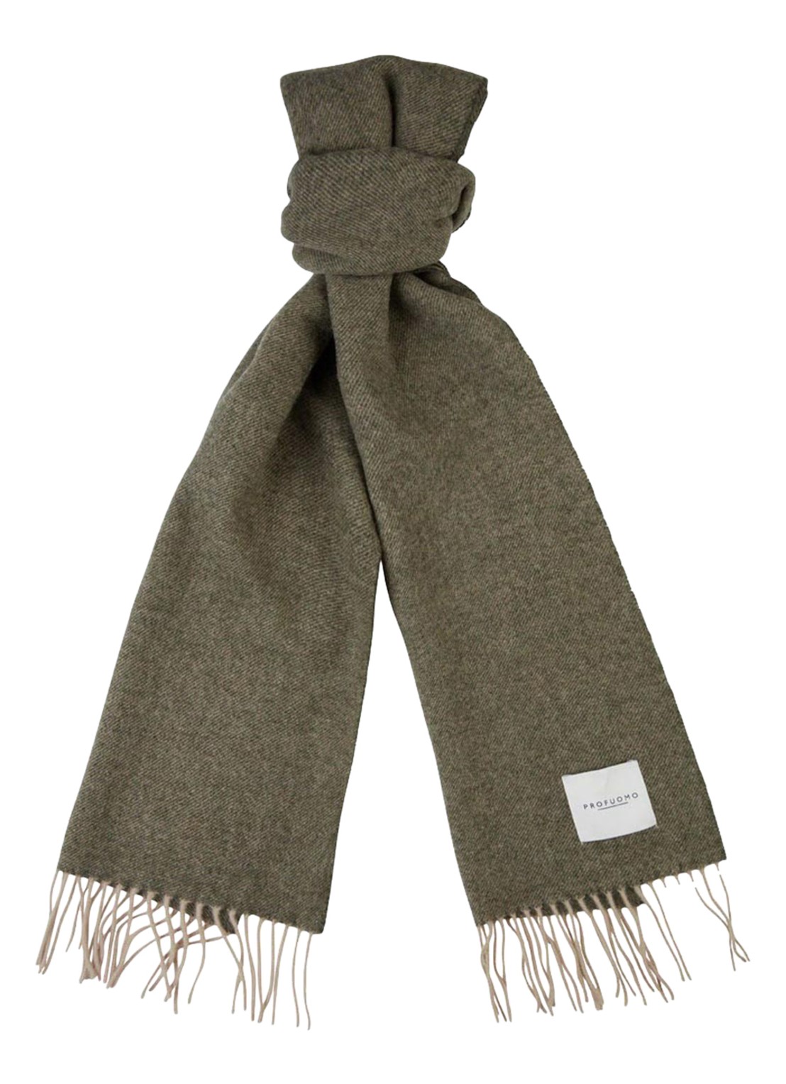 Profuomo Sjaal van wol - voorkant donkerkhaki