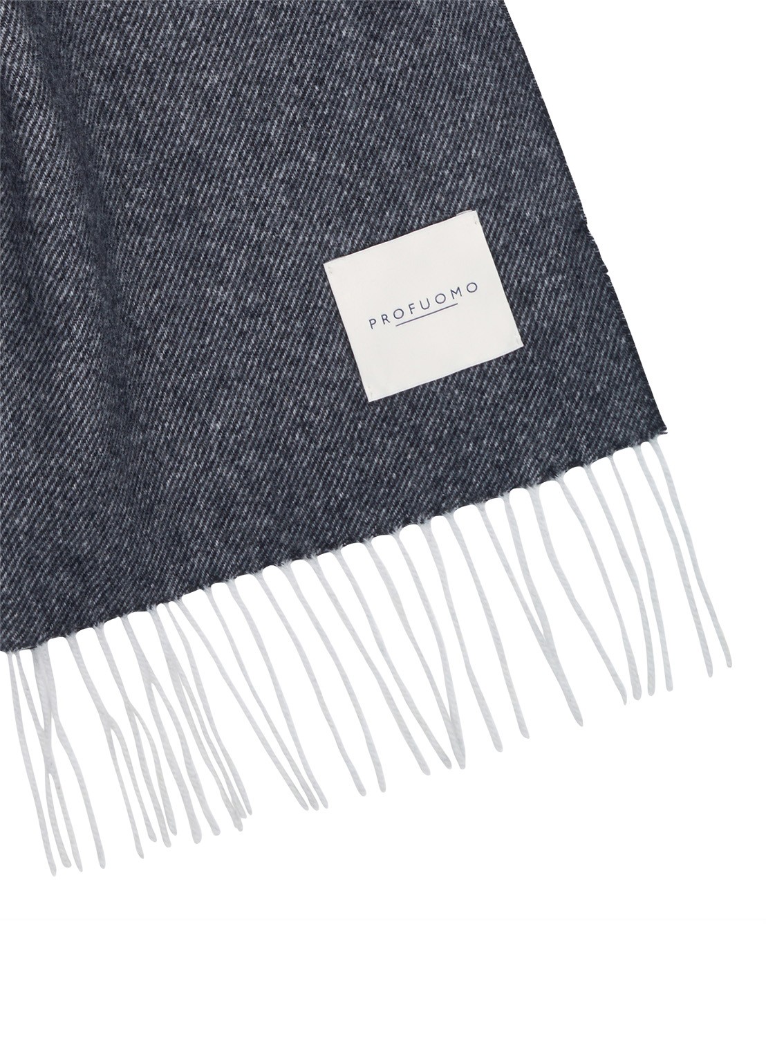 Profuomo Sjaal van wol - detail 2 donkerblauw