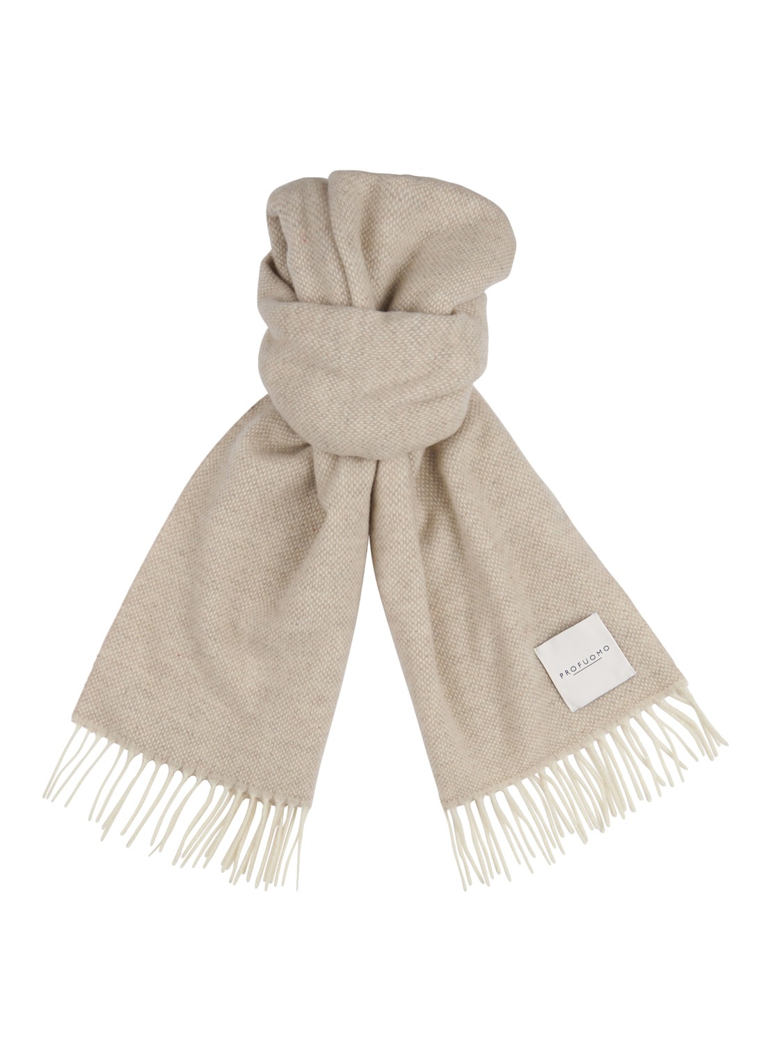Profuomo Sjaal van wol - voorkant 2 beige