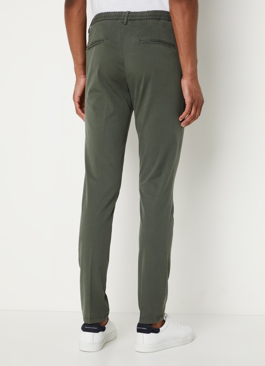 Profuomo Skinny fit chino  met steekzakken - achterkant 5 bronsgroen