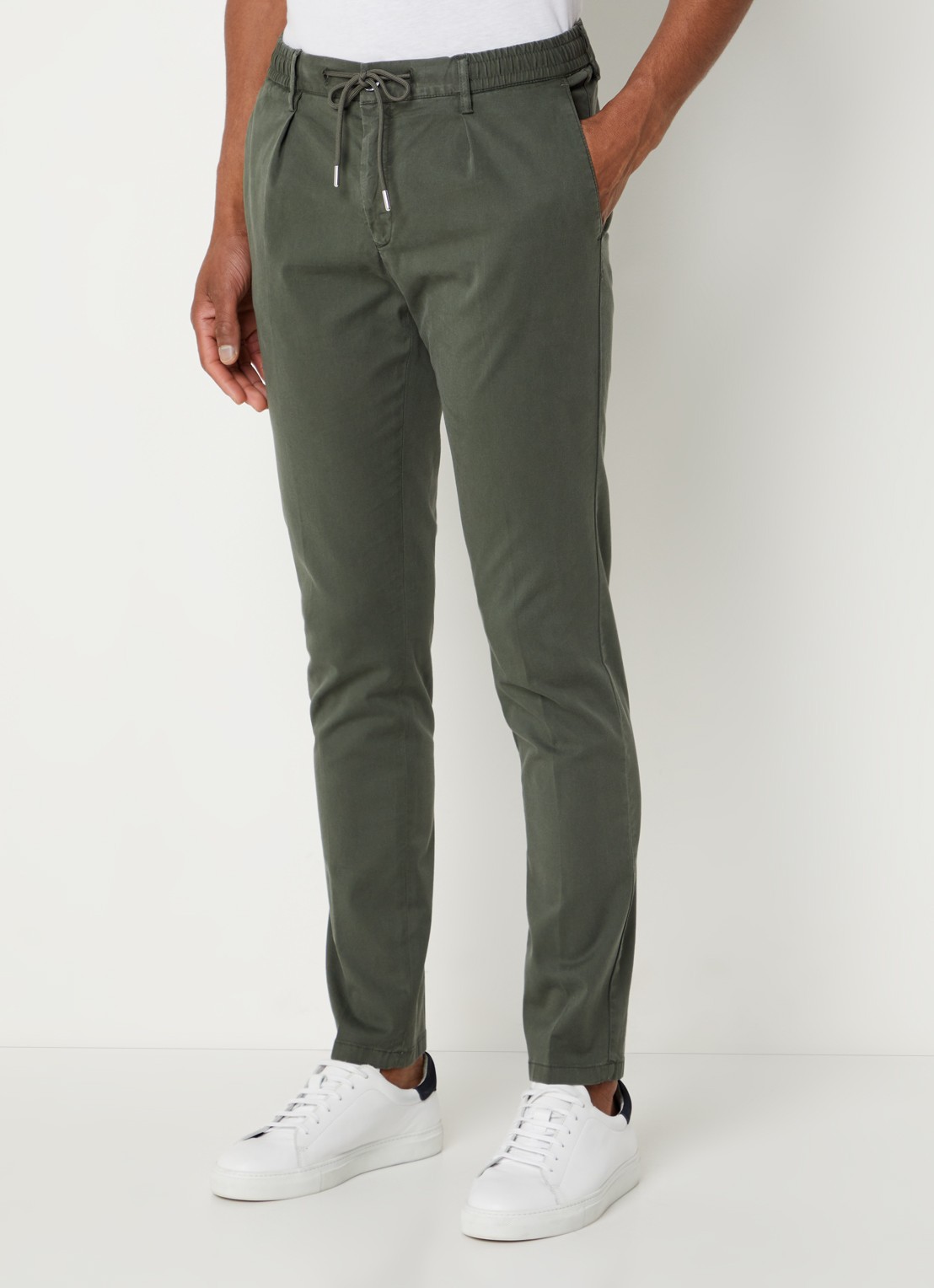 Profuomo Skinny fit chino  met steekzakken - detail 3 bronsgroen