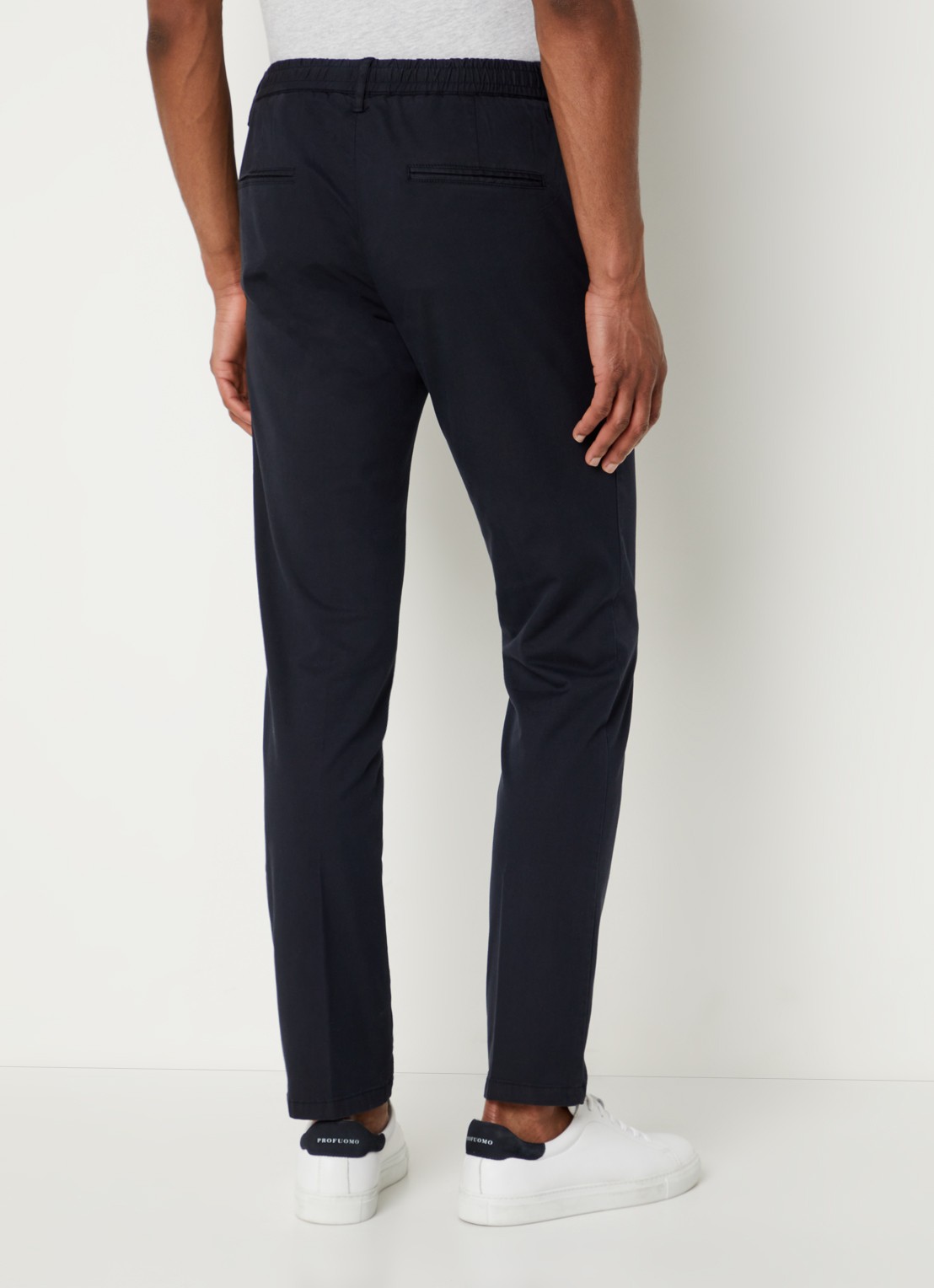Profuomo Skinny fit chino  met steekzakken - achterkant 5 donkerblauw