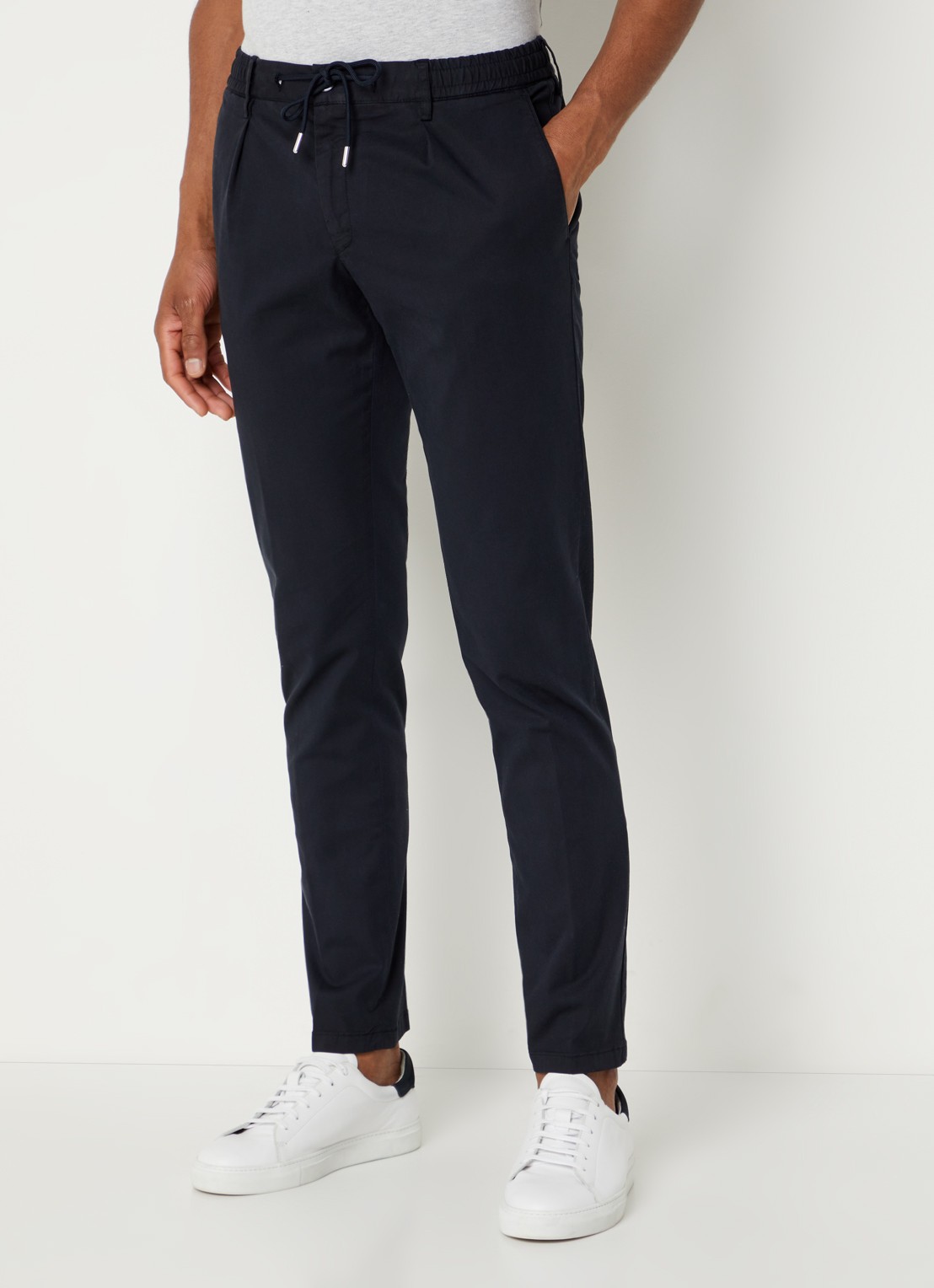 Profuomo Skinny fit chino  met steekzakken - detail donkerblauw