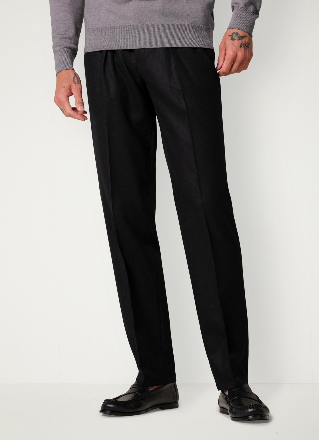 Profuomo Slim fit chino in wolblend - detail zwart