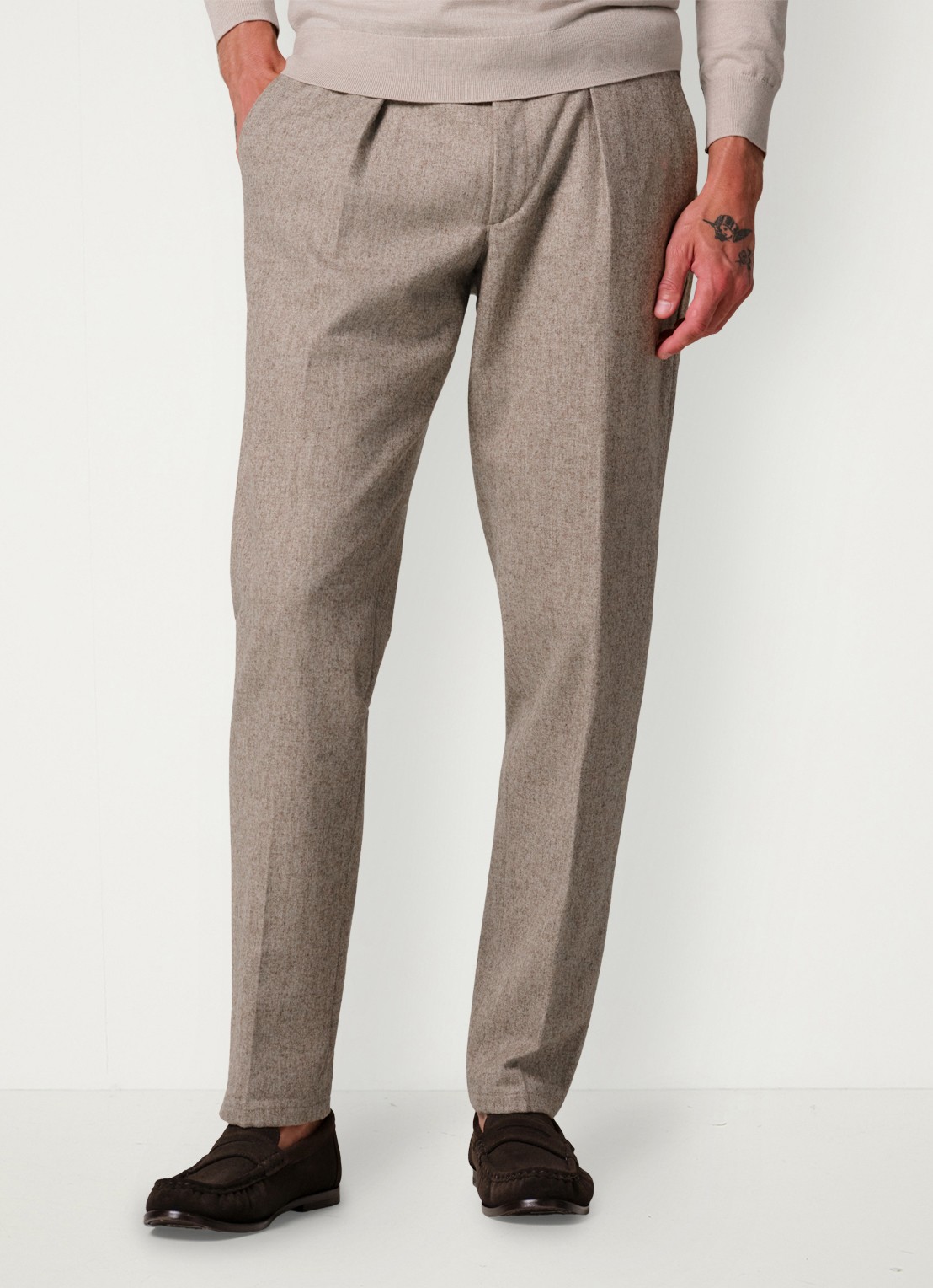 Profuomo Slim fit chino in wolblend - detail 3 beige