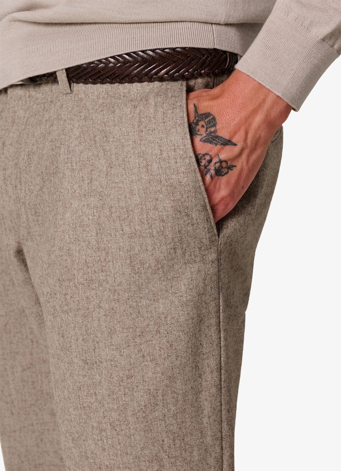 Profuomo Slim fit chino in wolblend - detail 5 beige