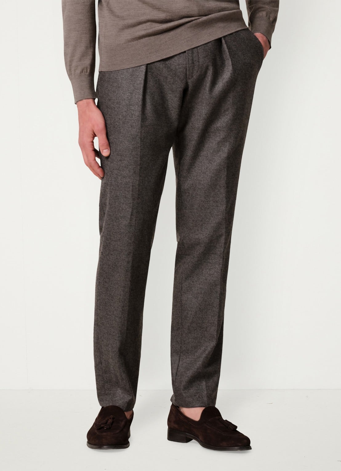 Profuomo Slim fit chino in wolblend - detail antraciet