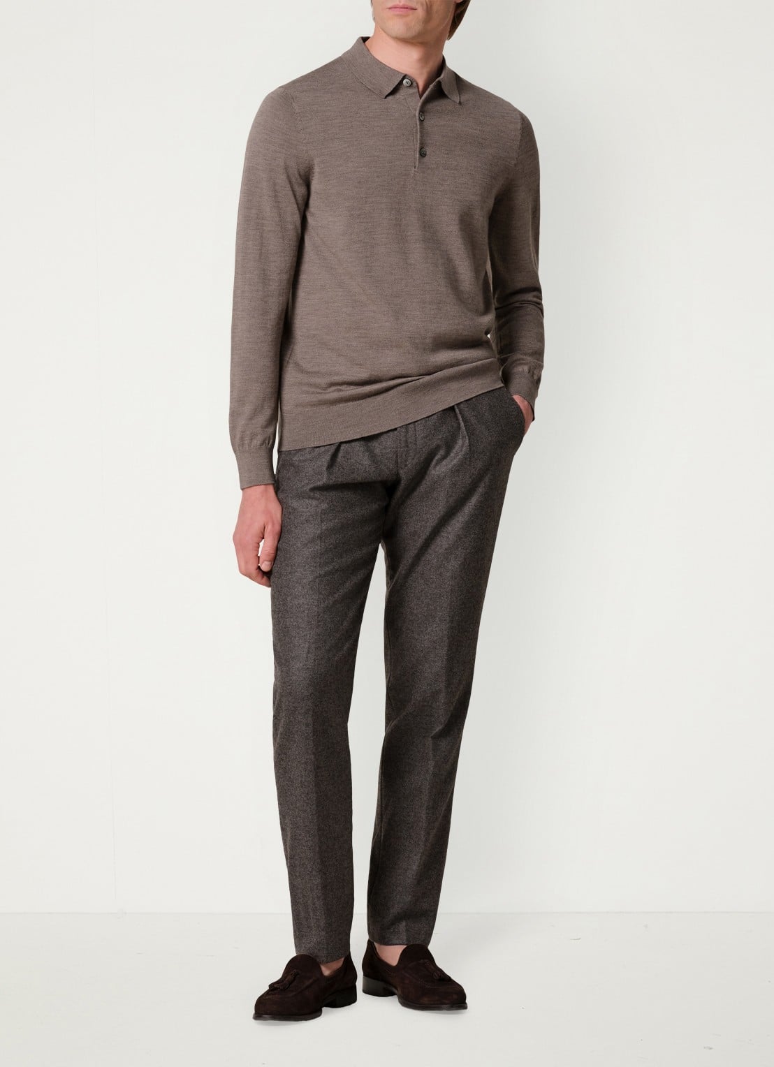 Profuomo Slim fit chino in wolblend - voorkant 5 antraciet