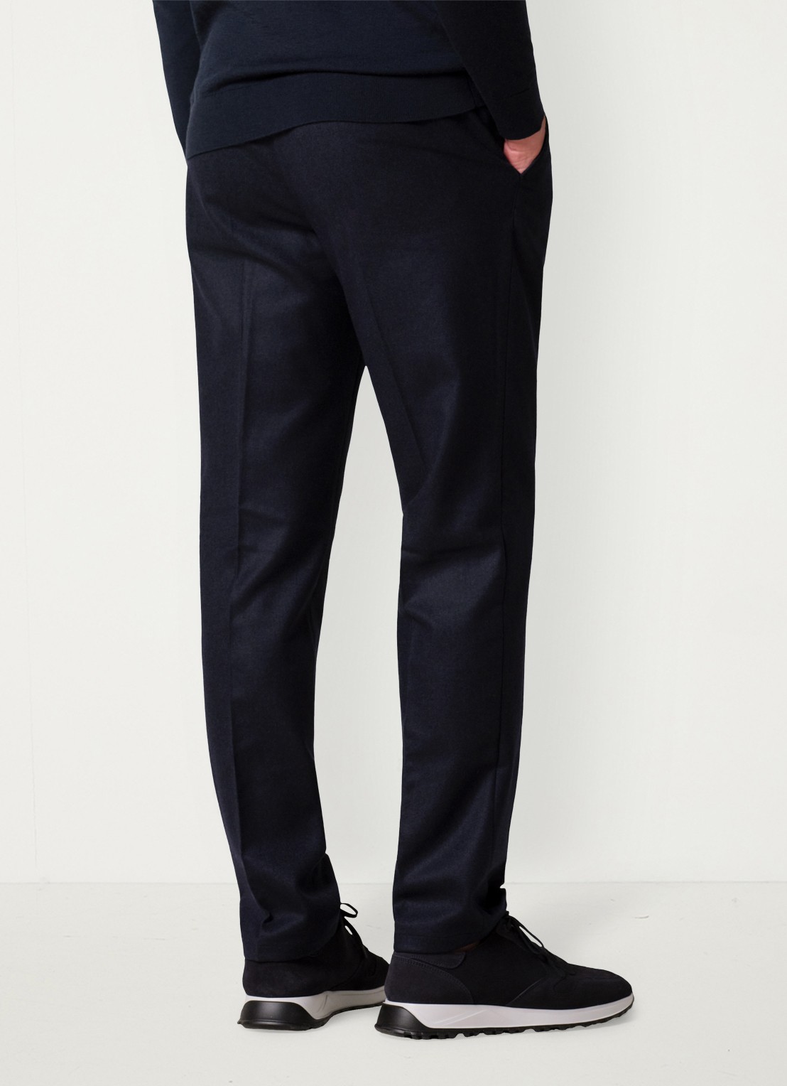 Profuomo Slim fit chino in wolblend - achterkant 6 donkerblauw