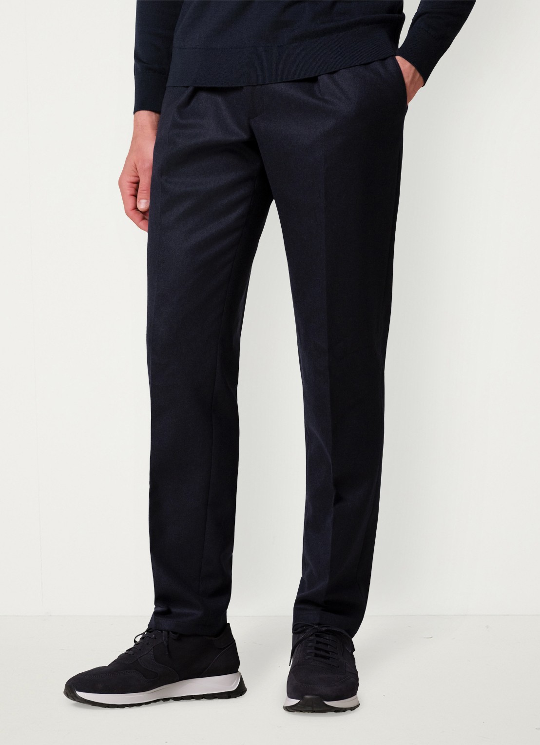 Profuomo Slim fit chino in wolblend - detail 3 donkerblauw