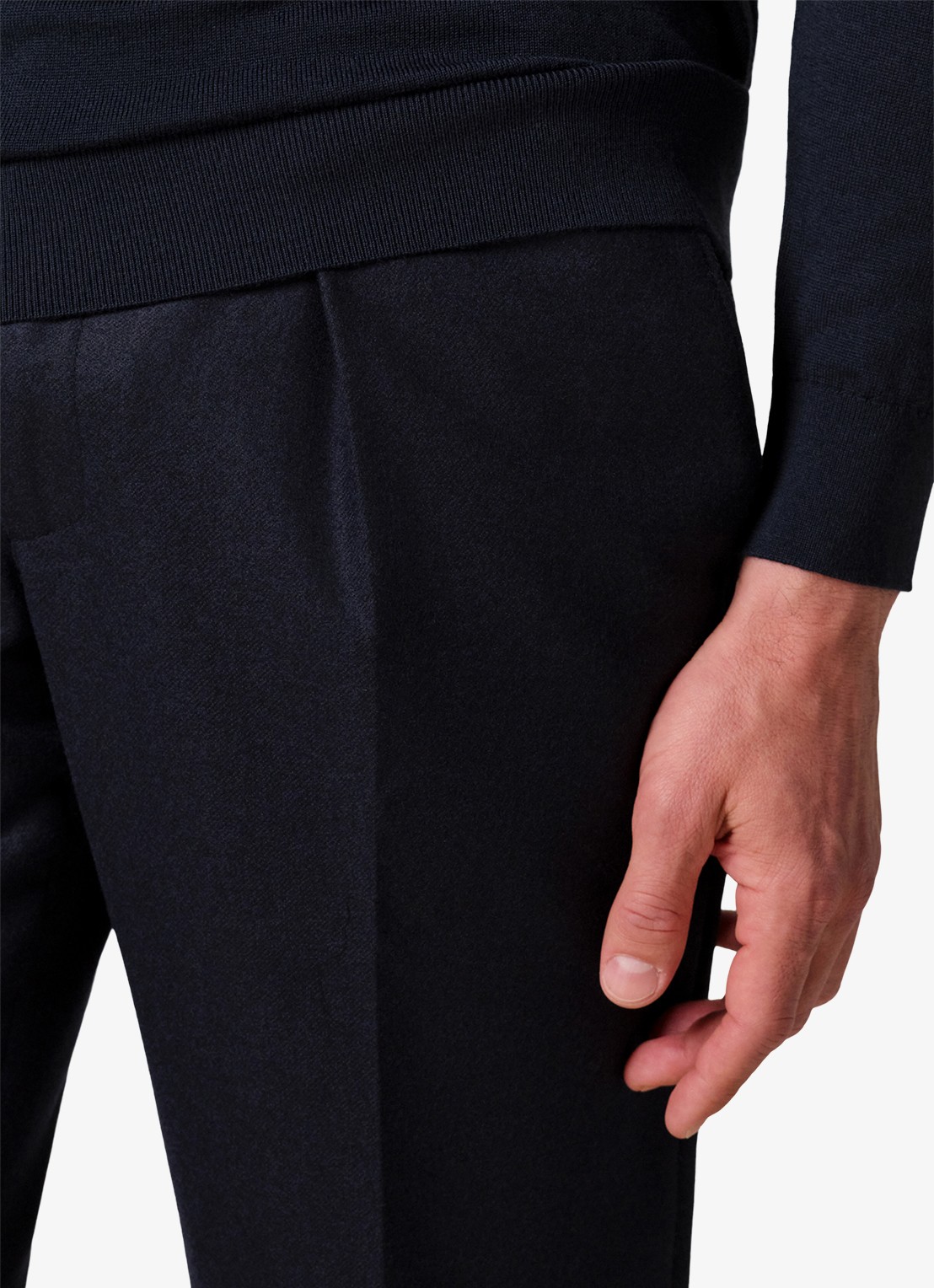 Profuomo Slim fit chino in wolblend - detail 5 donkerblauw