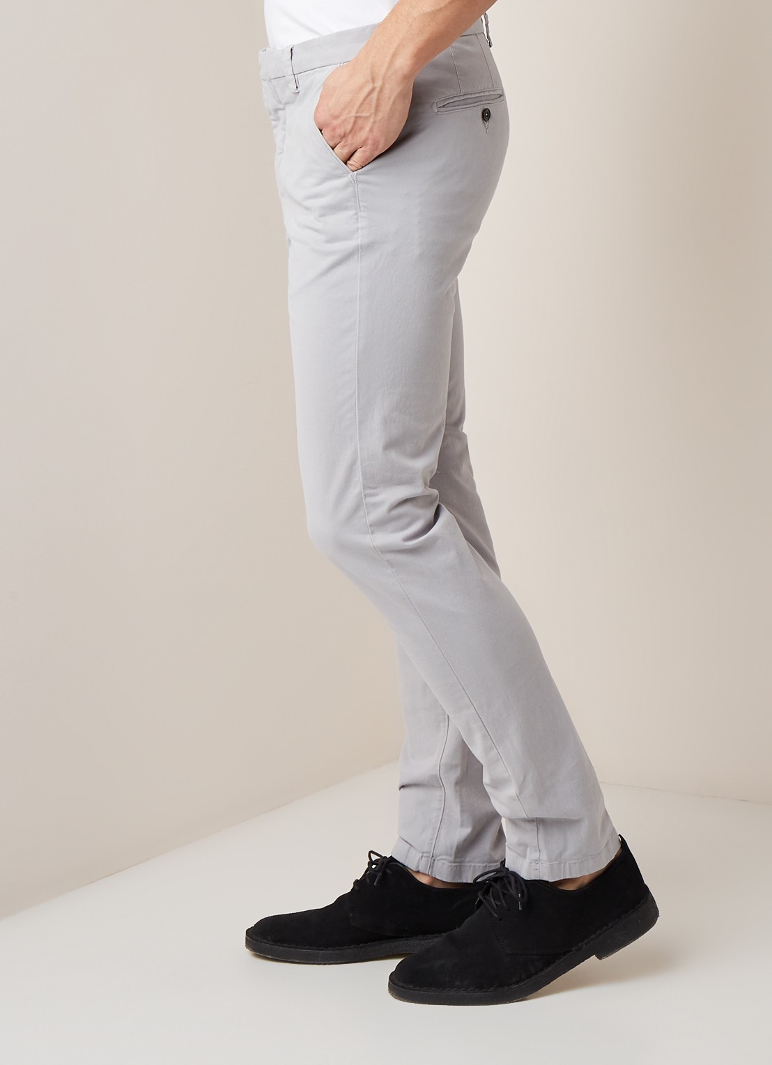 Profuomo Slim fit chino met steekzakken  - detail 2 lichtgrijs
