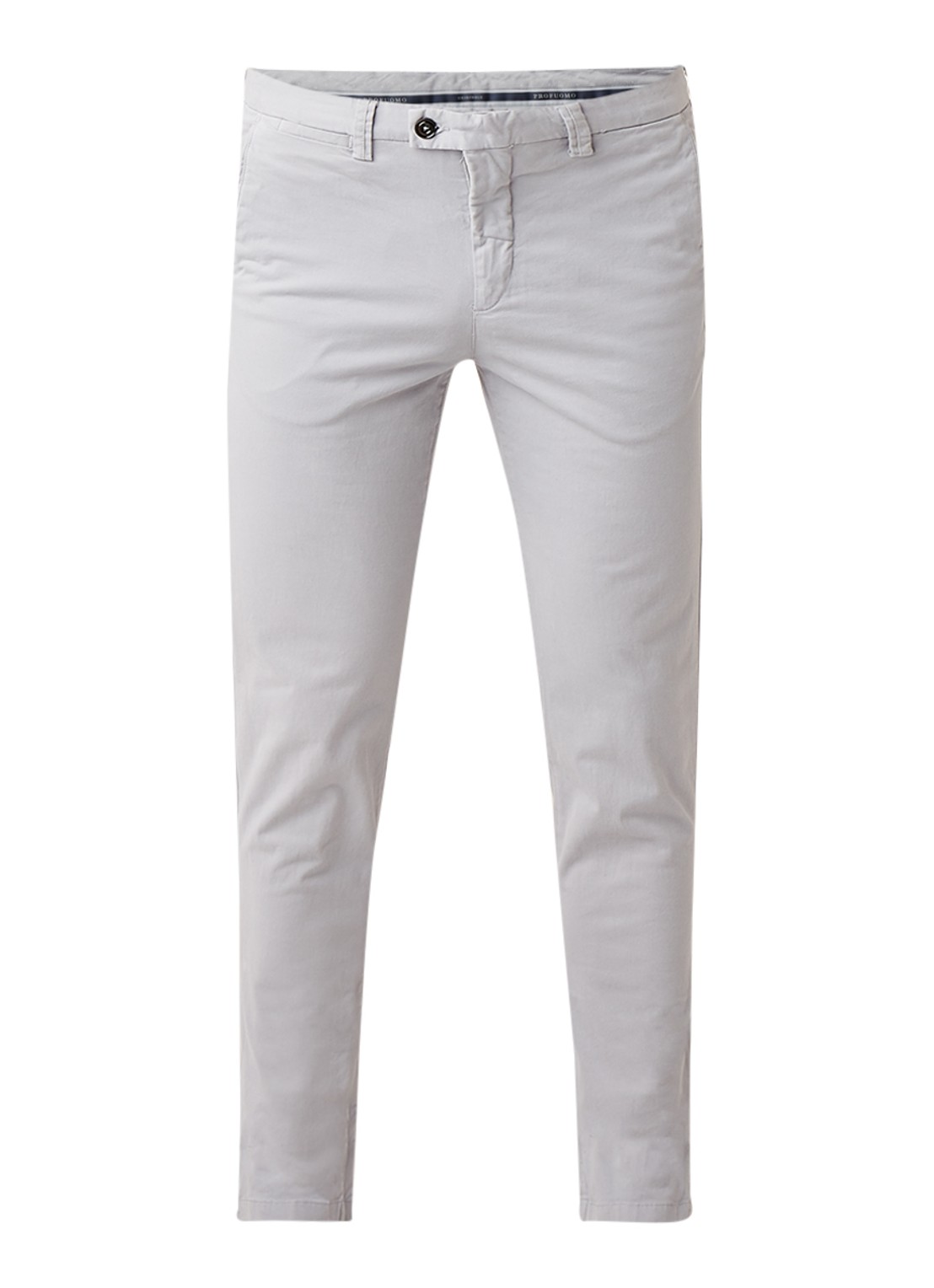 Profuomo Slim fit chino met steekzakken  - voorkant 4 lichtgrijs