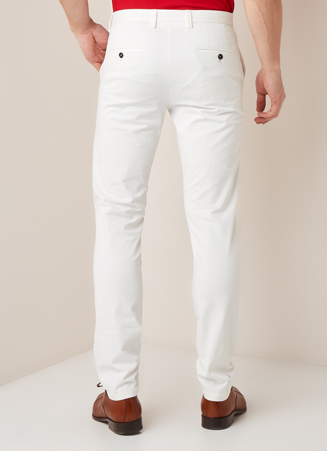 Profuomo Slim fit chino met steekzakken - achterkant gebroken wit