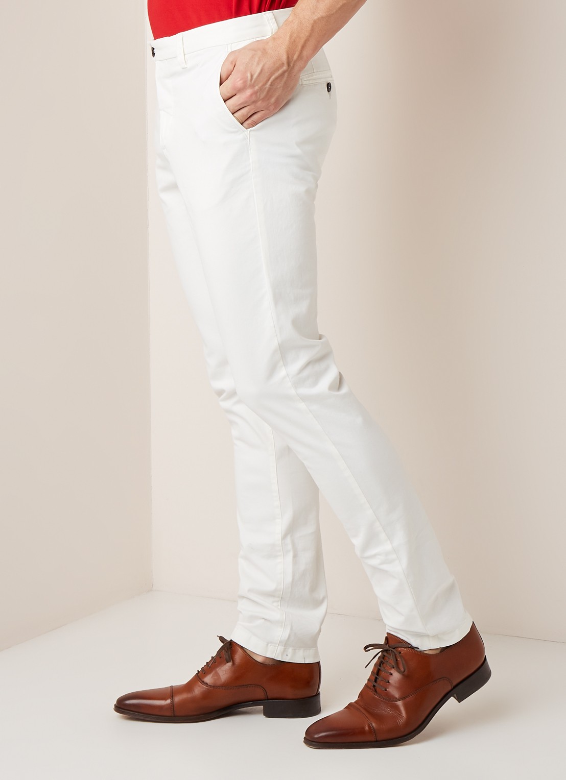 Profuomo Slim fit chino met steekzakken - detail 2 gebroken wit
