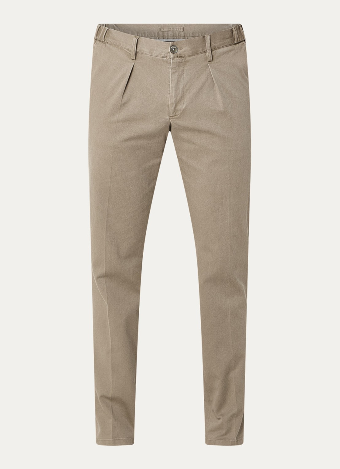 Profuomo Slim fit chino met steekzakken - voorkant 2 donkerbeige