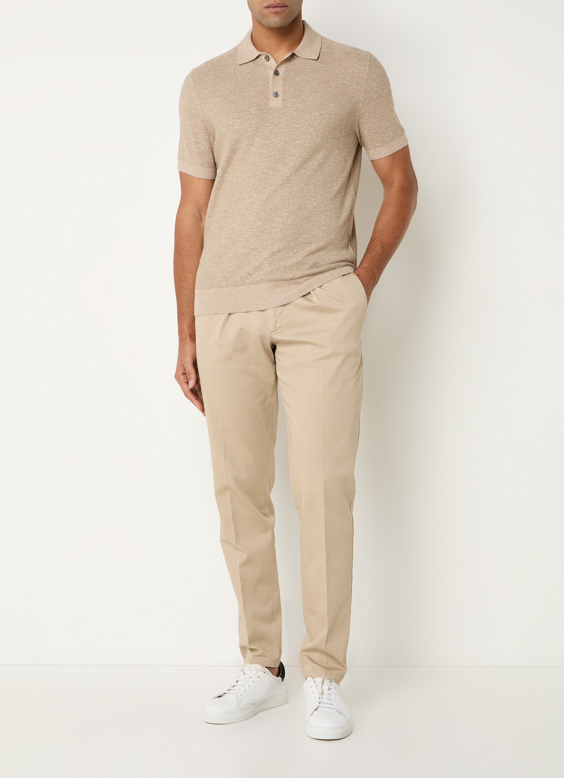Profuomo Slim fit chino met steekzakken - voorkant 5 beige