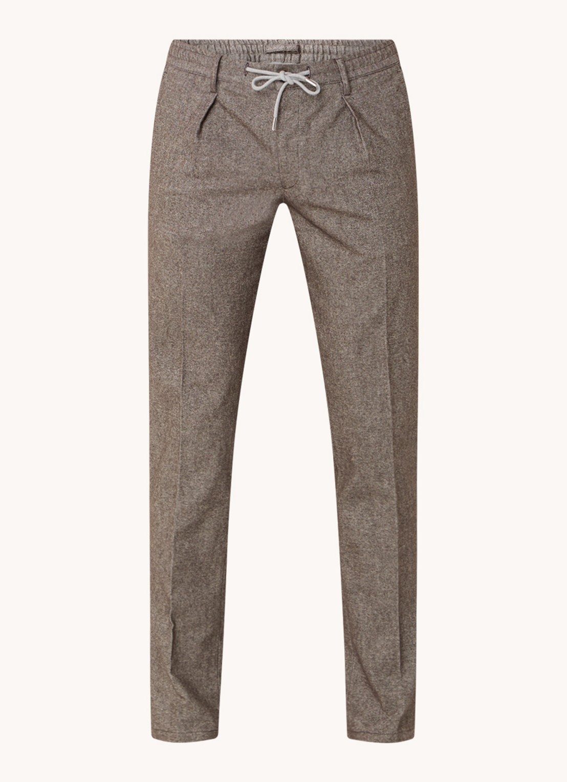 Profuomo Slim fit chino met trekkoord en steekzakken - voorkant 8 bruin