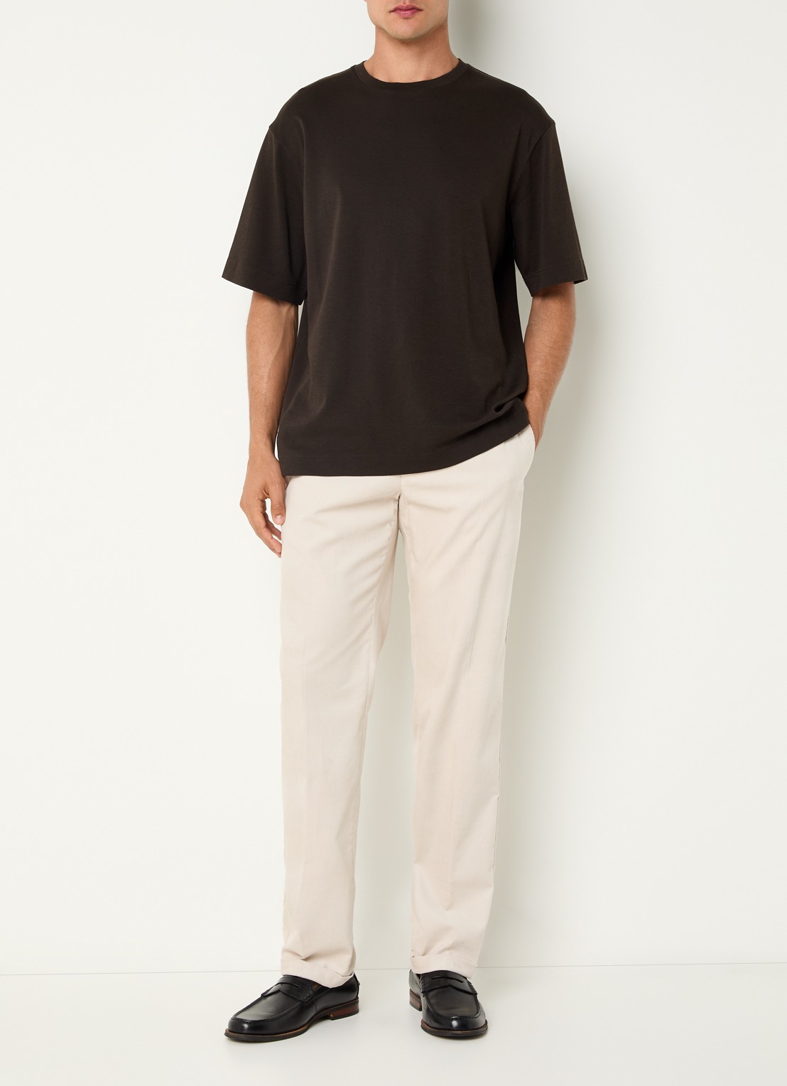 Profuomo Slim fit chino van corduroy met steekzakken - voorkant 4 beige