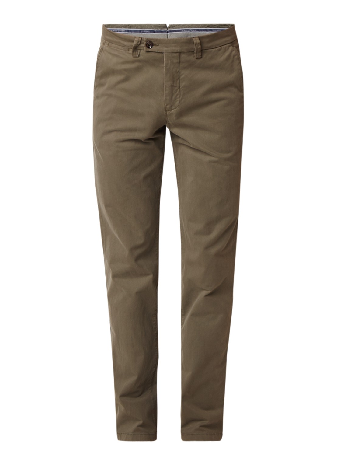 Profuomo Slim fit chino van katoen met garment dye - voorkant 2 legergroen