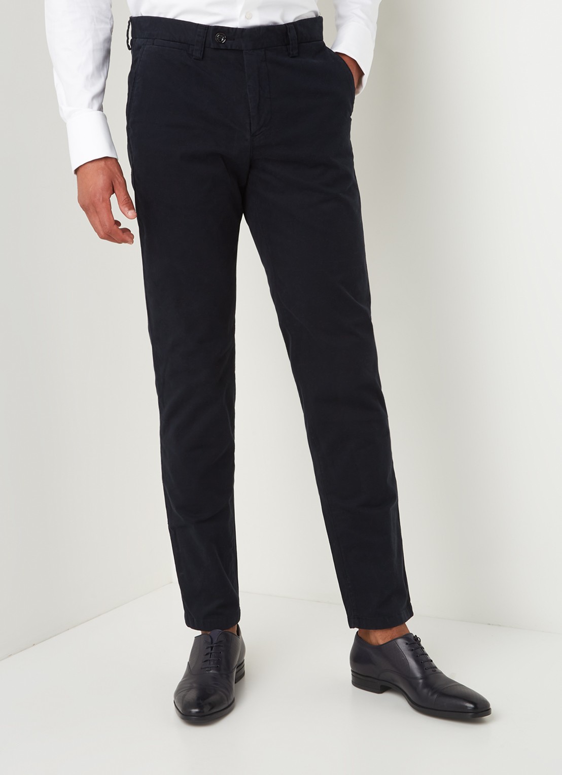 Profuomo Slim fit chino van katoen met garment dye - detail 2 blauw