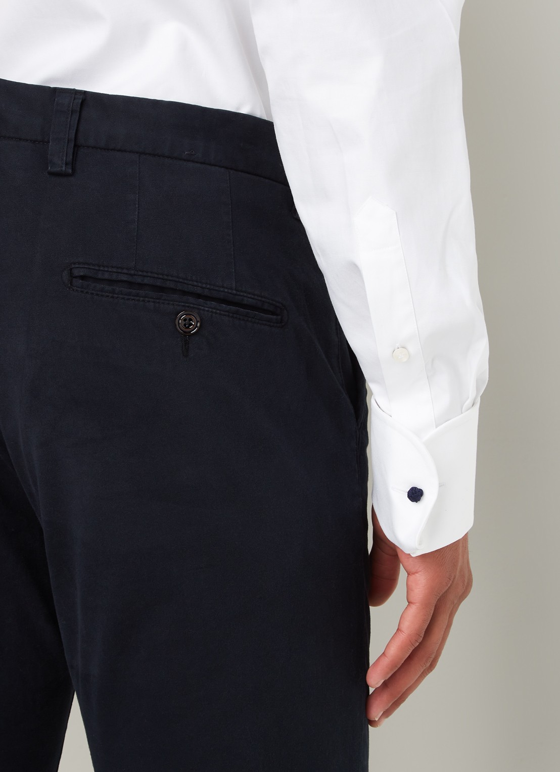 Profuomo Slim fit chino van katoen met garment dye - detail 4 blauw
