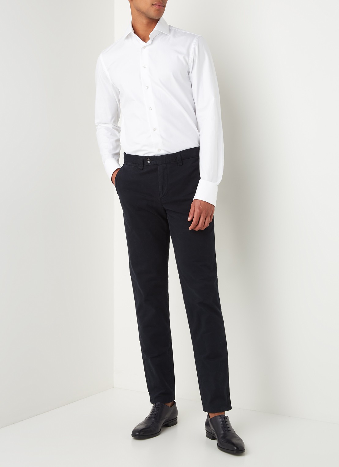Profuomo Slim fit chino van katoen met garment dye - voorkant 6 blauw