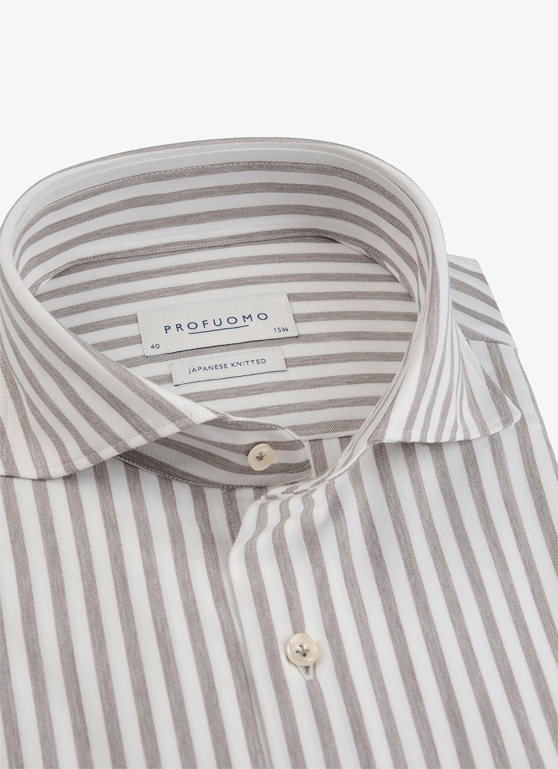 Profuomo Slim fit Japanese knitted shirt overhemd met streepprint - detail 5 grijs