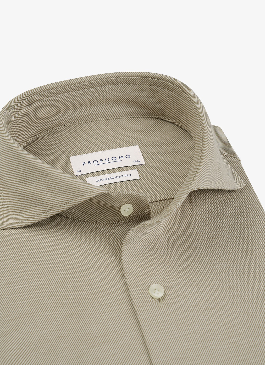 Profuomo Slim fit Japanese knitted shirt overhemd - detail cognac