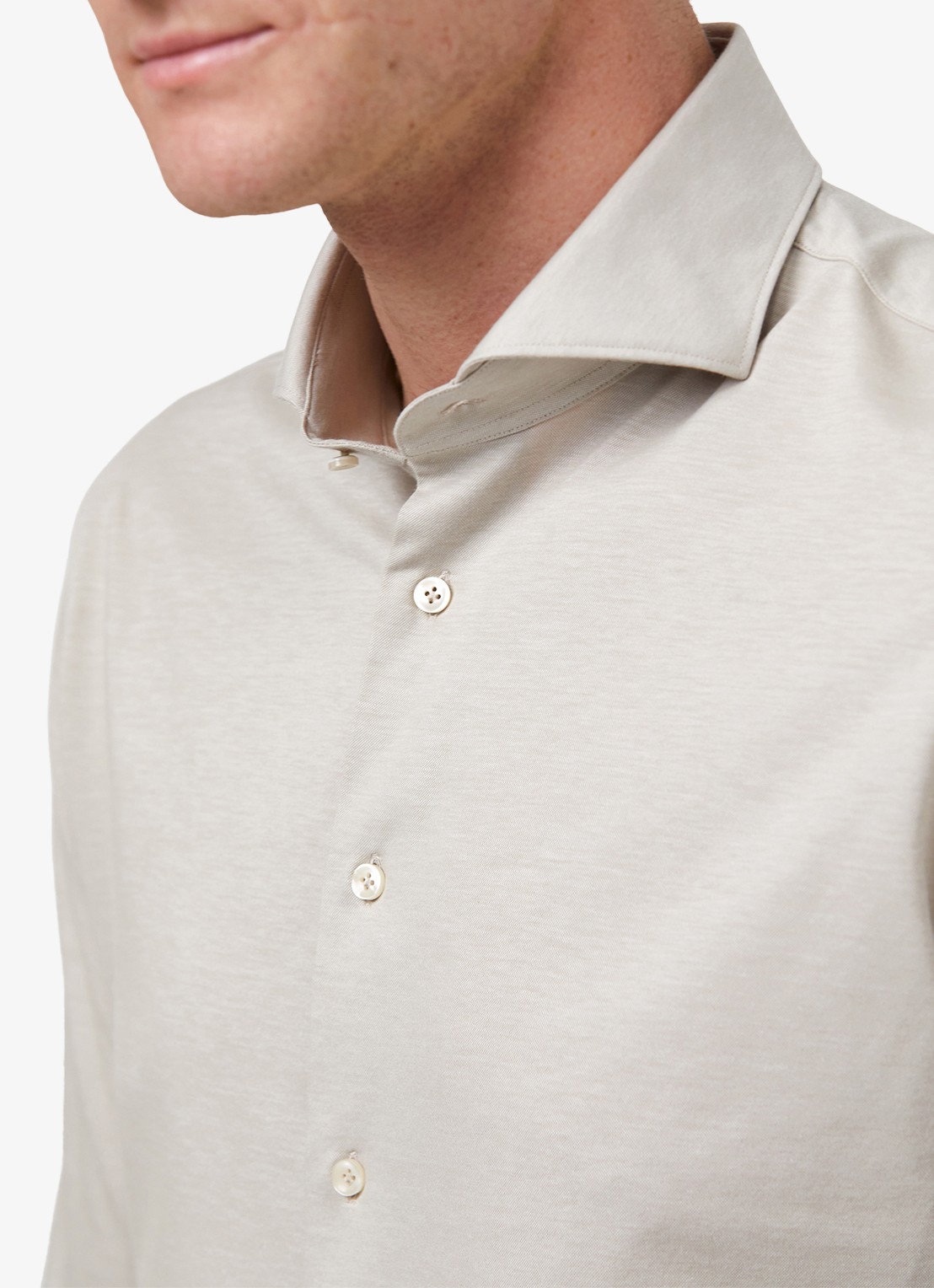 Profuomo Slim fit Japanese knitted shirt - detail 5 donkerbeige