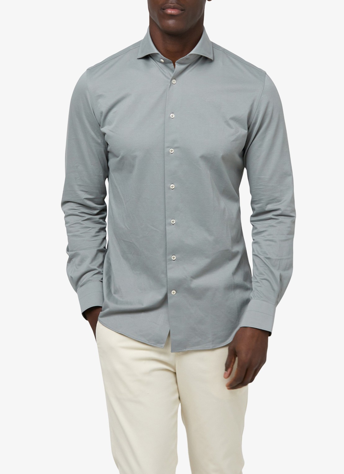 Profuomo Slim fit Japanese knitted shirt - detail 4 groen