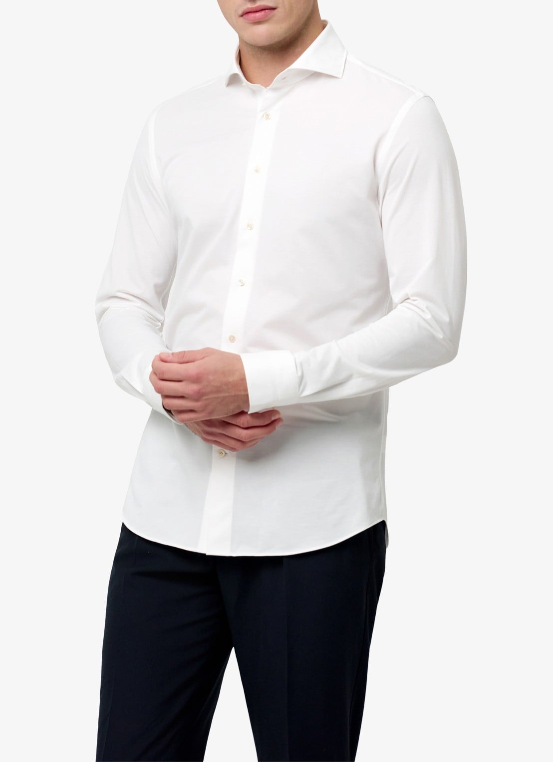 Profuomo Slim fit Japanese knitted shirt - detail 3 wit