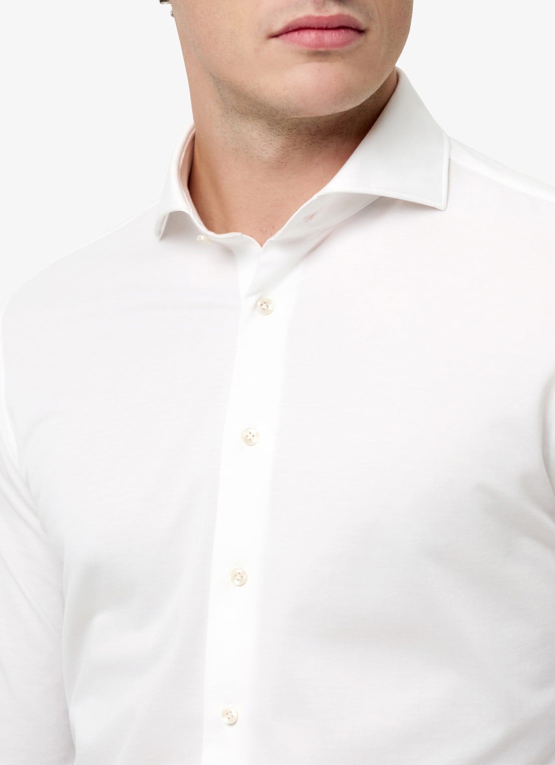 Profuomo Slim fit Japanese knitted shirt - detail 4 wit