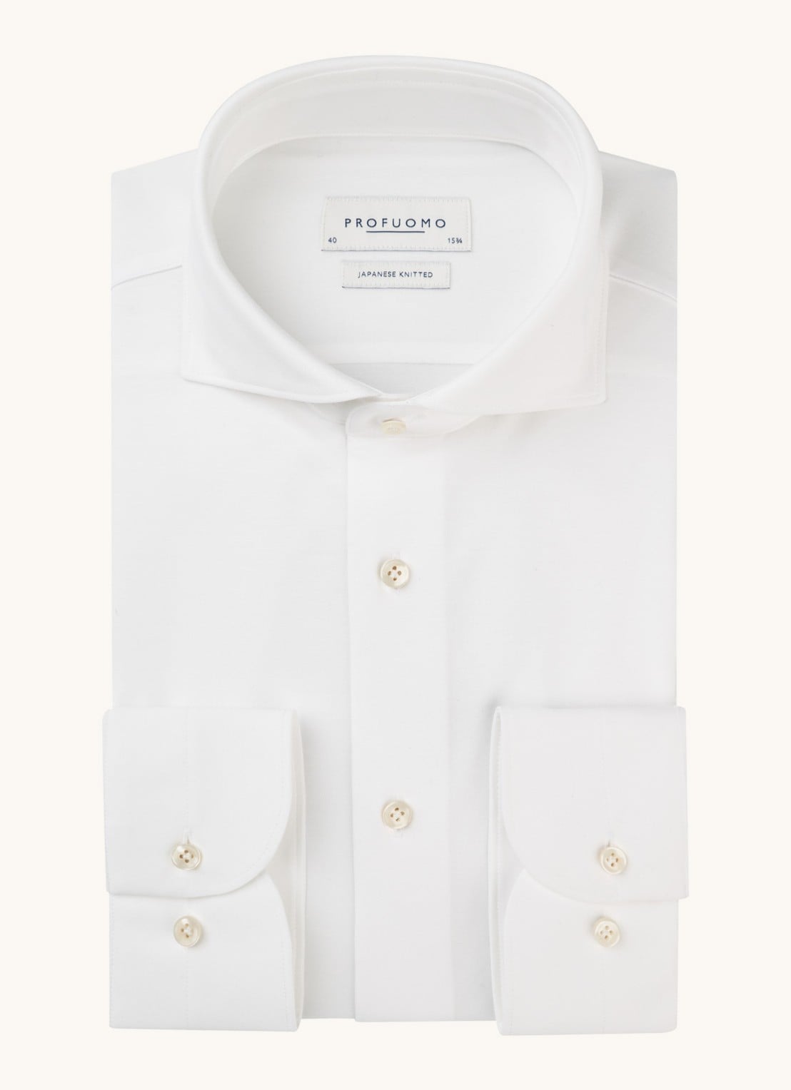 Profuomo Slim fit Japanese knitted shirt - voorkant wit