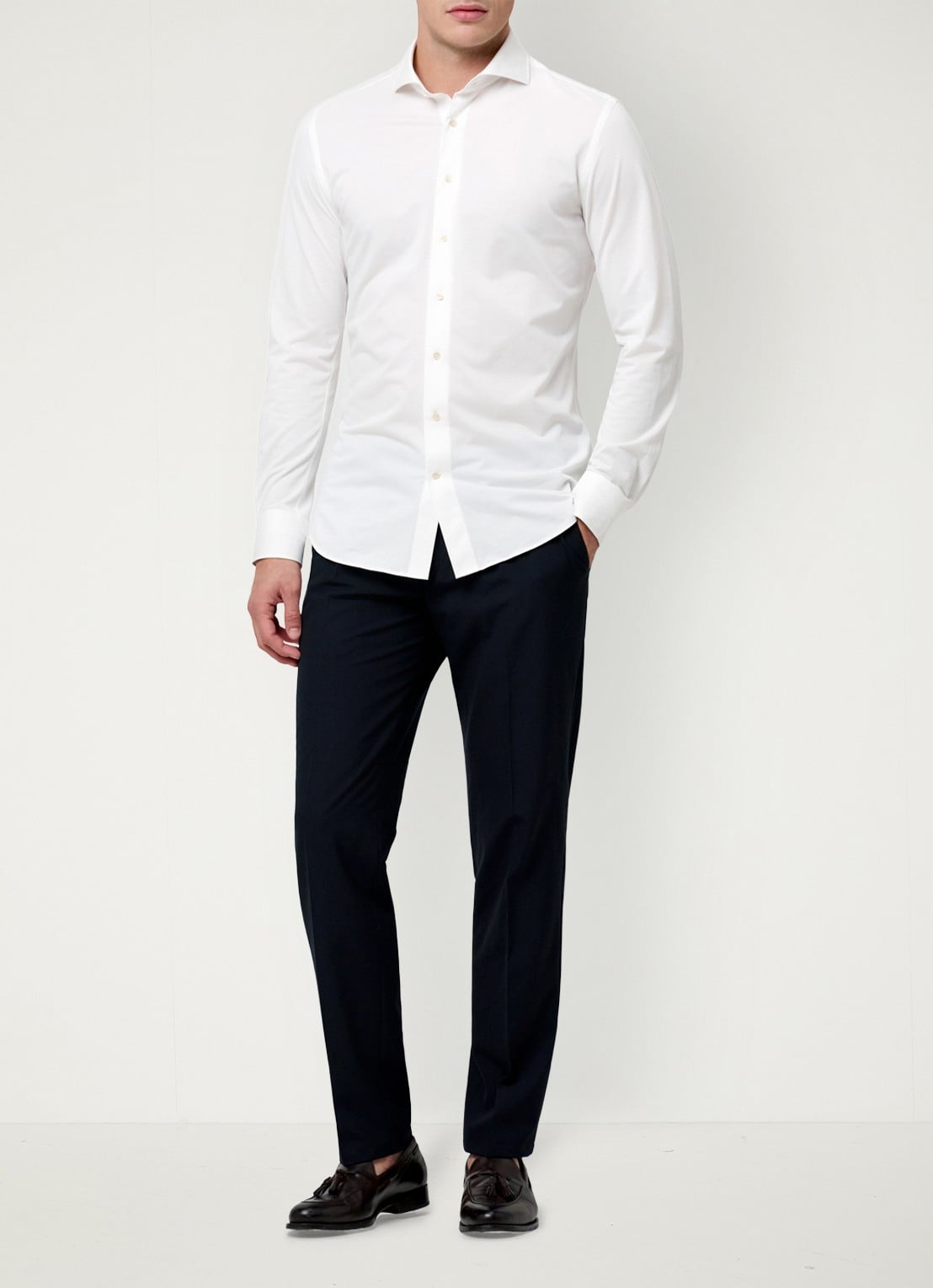 Profuomo Slim fit Japanese knitted shirt - voorkant 2 wit