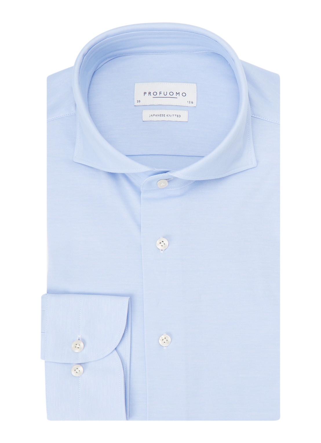 Profuomo Slim fit Japanese knitted shirt - voorkant lichtblauw