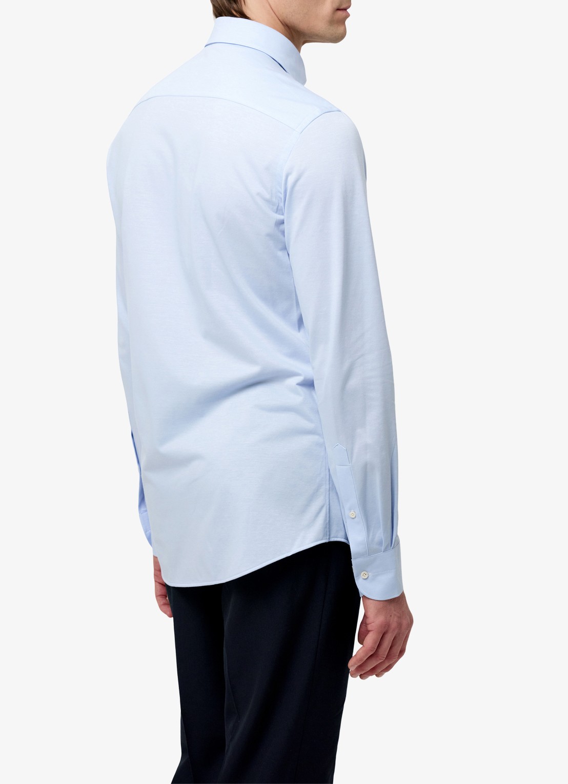 Profuomo Slim fit Japanese knitted shirt - achterkant 3 lichtblauw