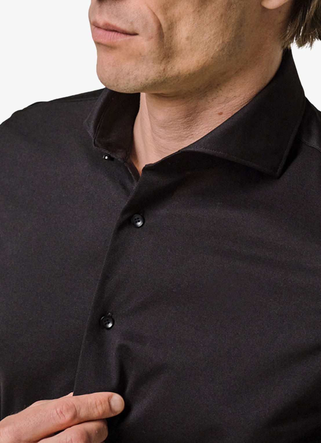 Profuomo Slim fit Japanese knitted shirt - detail 2 zwart