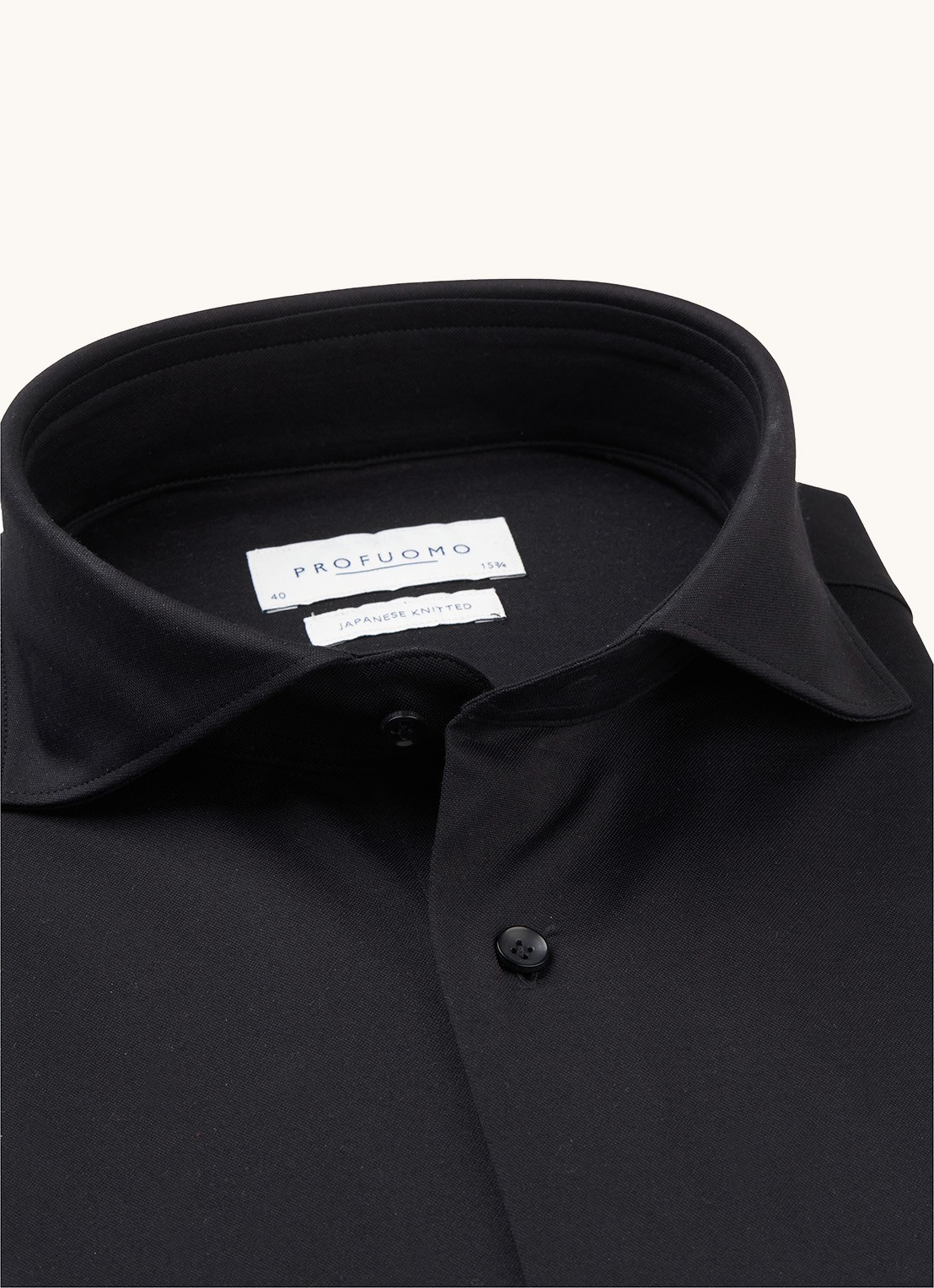 Profuomo Slim fit Japanese knitted shirt - detail 3 zwart